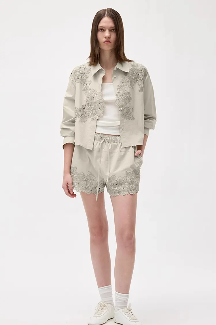 Women's Asymmetrical Lace Patchwork Office Blouse