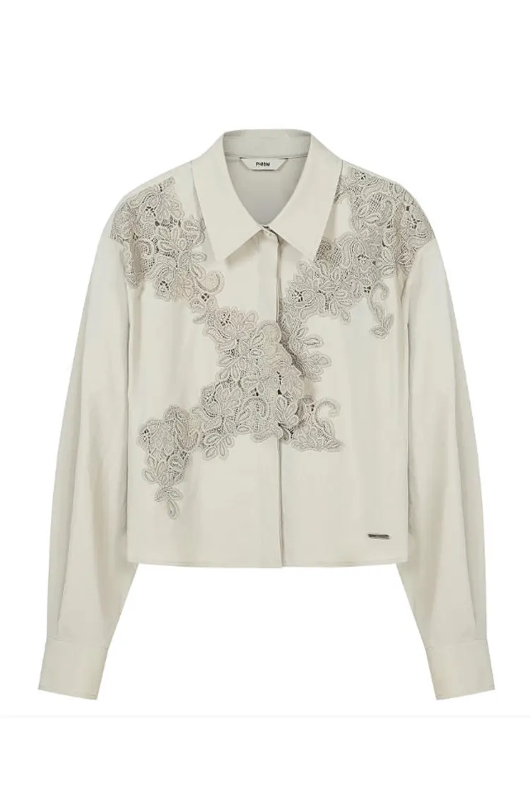 Women's Asymmetrical Lace Patchwork Office Blouse