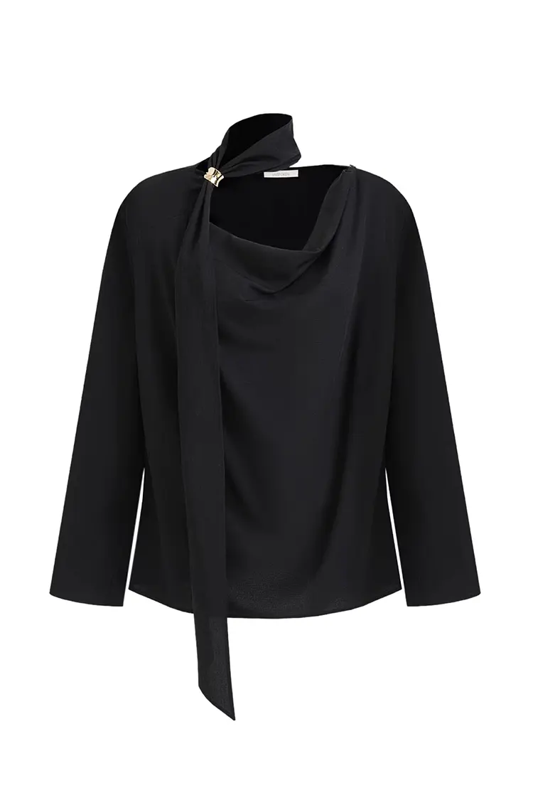 Women's Black Office Long Sleeve Blouse