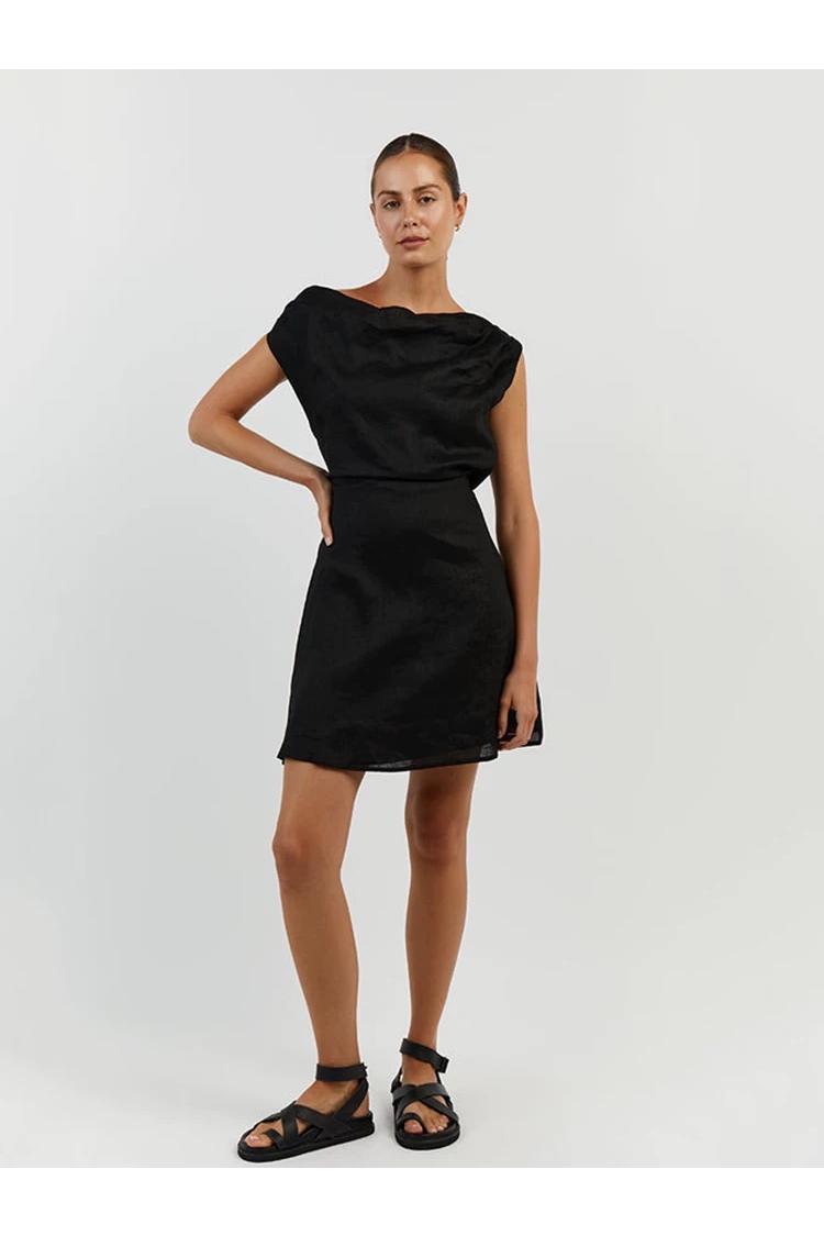 Women's Off Shoulder Linen Short Dress