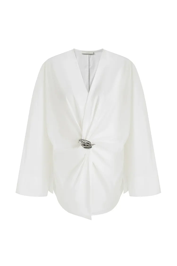 Women's White Button-Down Office Blouse